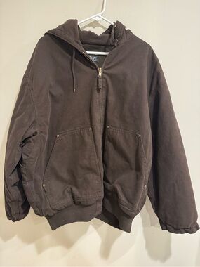 Lakin Mckey Trading Co Men's Hooded Fleece Lined Work Jacket - Dark Brown